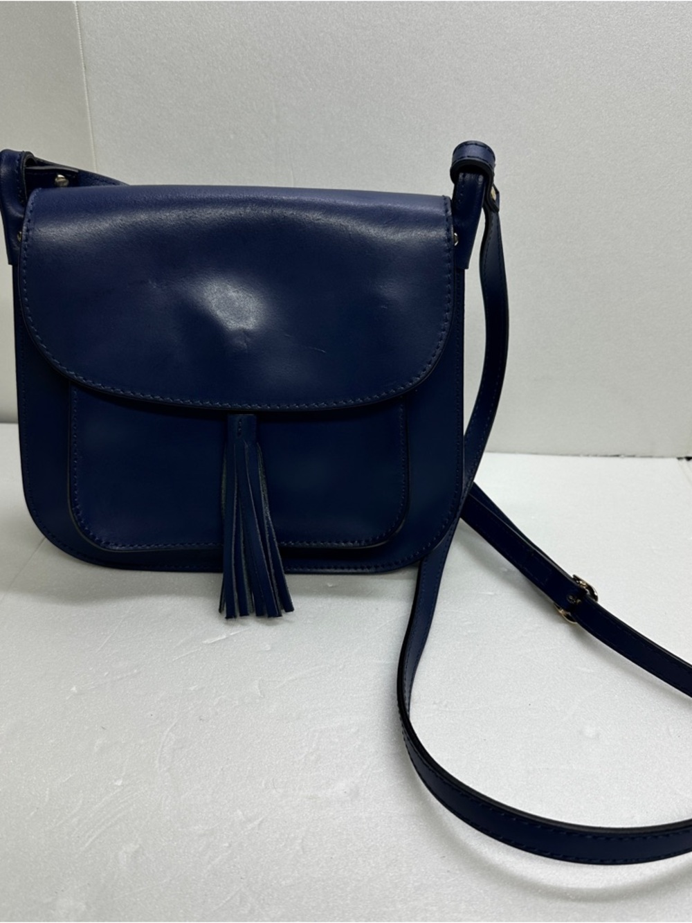Classic Navy Crossbody Bag with Front Tassel